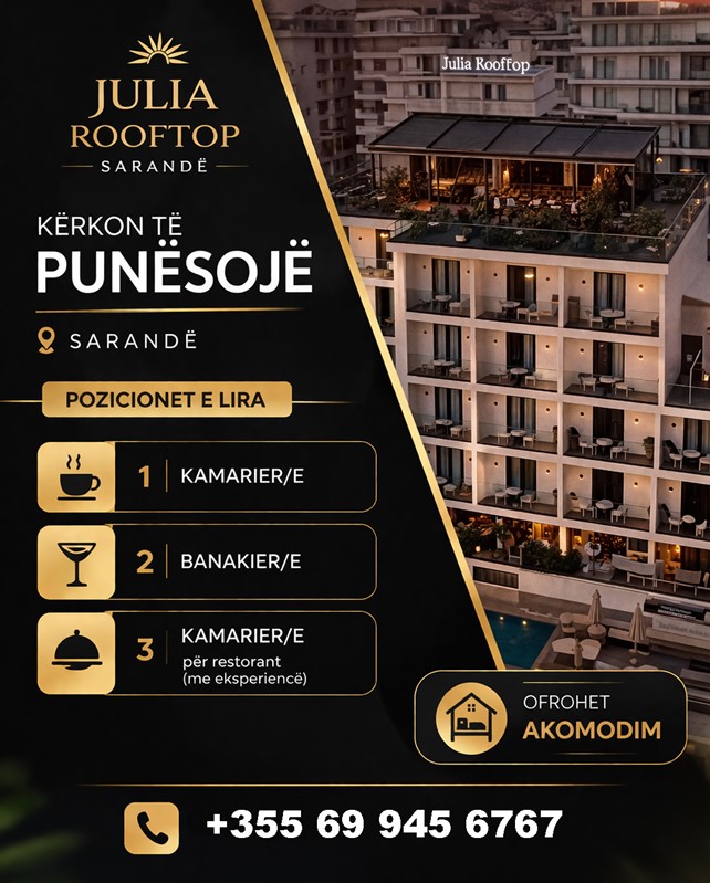 Julia Rooftop në Sarandë kërkon të punësojë