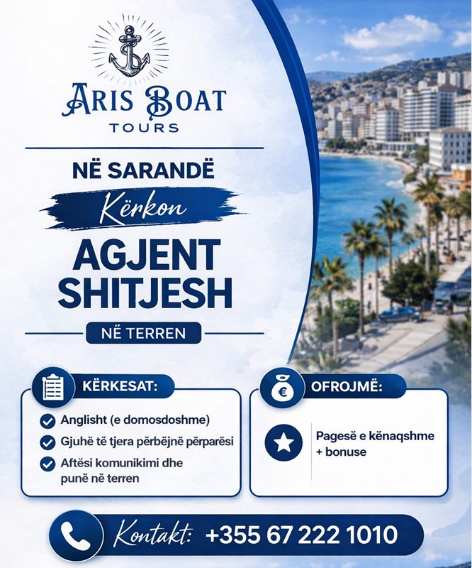 Aris Boat Tour në Sarandë kërkon të punësojë Agjent Shitjesh në terren