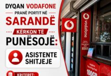 Dyqan Vodafone pranë Portit në Sarandë kërkon të punësojë Asistent/e shitjeje Dyqan Vodafone pranë Portit në Sarandë kërkon të punësojë Asistent/e shitjeje