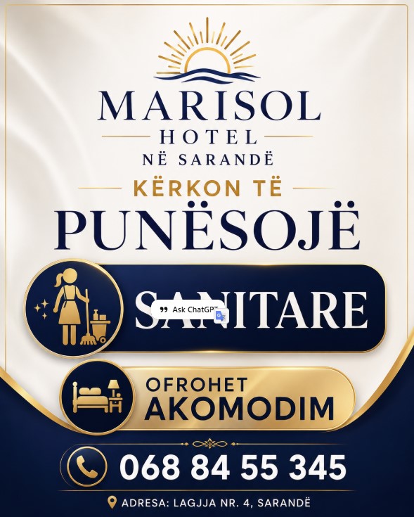 MARISOL Hotel në Sarandë kërkon të punësojë Sanitare