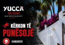 Yucca Sushi Bar Restaurant në Sarandë kërkon të punësojë staf Yucca Sushi Bar Restaurant në Sarandë kërkon të zgjerojë ekipin dhe kërkon të punësojë: ✅ Kamarier/e ✅ Ndihmës Kamarier/e ✅ Ndihmës Kuzhinier/e