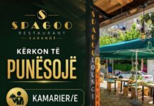 Spagoo Restaurant në Sarandë kërkon Kamarier/e dhe Pjatalarës/e Spagoo Restaurant në Sarandë kërkon të punësojë Kamarier/e dhe punonjës/e Pjatalarës/e