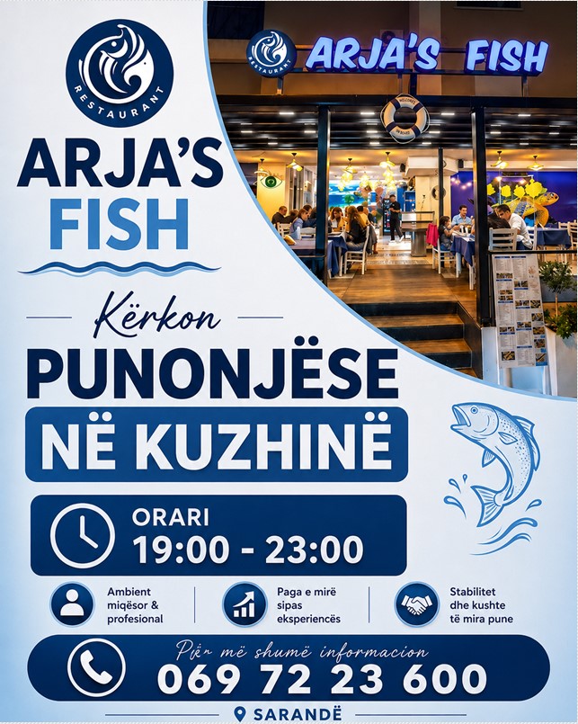 Arja's Fish Restorant kërkon të punësojë Punonjëse në Kuzhinë