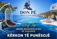 Don Pé Beach & Pool Club te Bougainville kërkon Banakier, Kamarier dhe Sanitare Don Pé Beach & Pool Club, në Roof Top te Bougainville Bay në Sarandë, kërkon të punësojë Banakier/e, Kamarier/e Sanitare