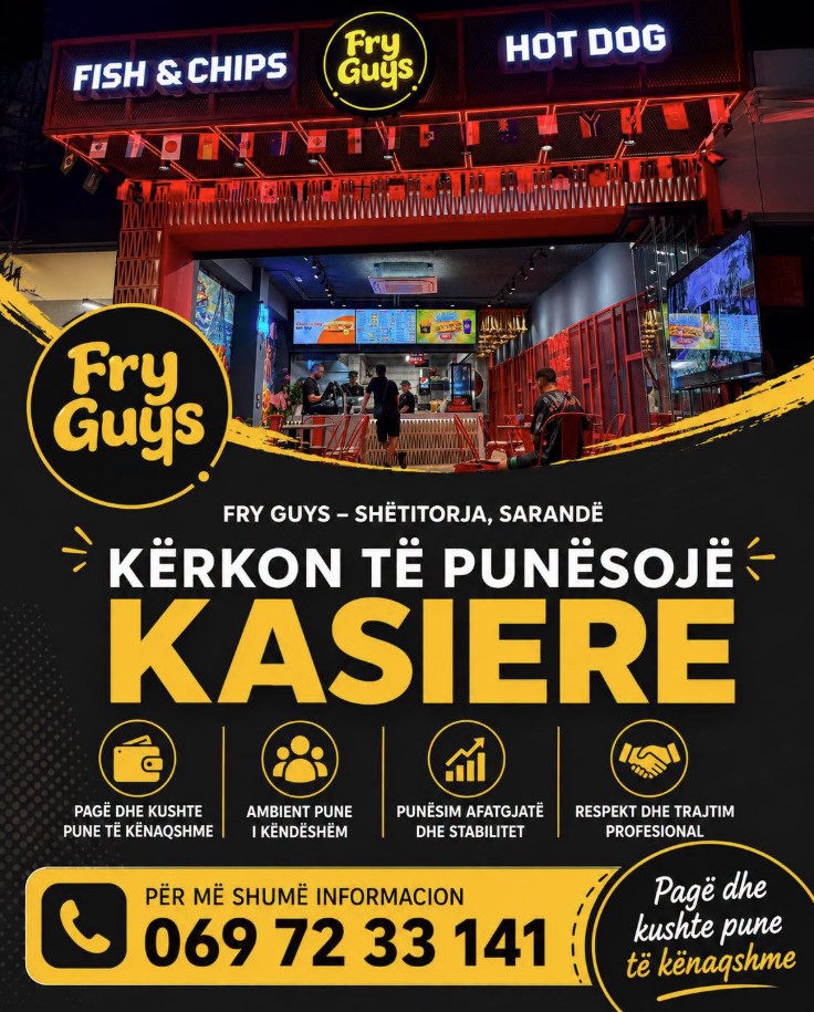 Fast Food në Bulevardin e Sarandës kërkon të punësojë
- Kasiere
