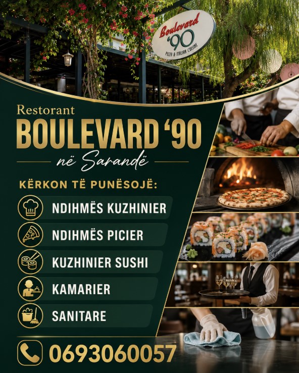 Restaurant Boulevard '90 në Sarandë zgjeron stafin