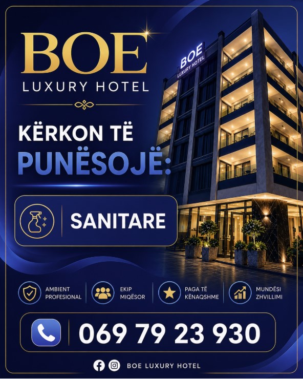 BOE Luxury Hotel në Sarandë kërkon të punësojë Sanitare