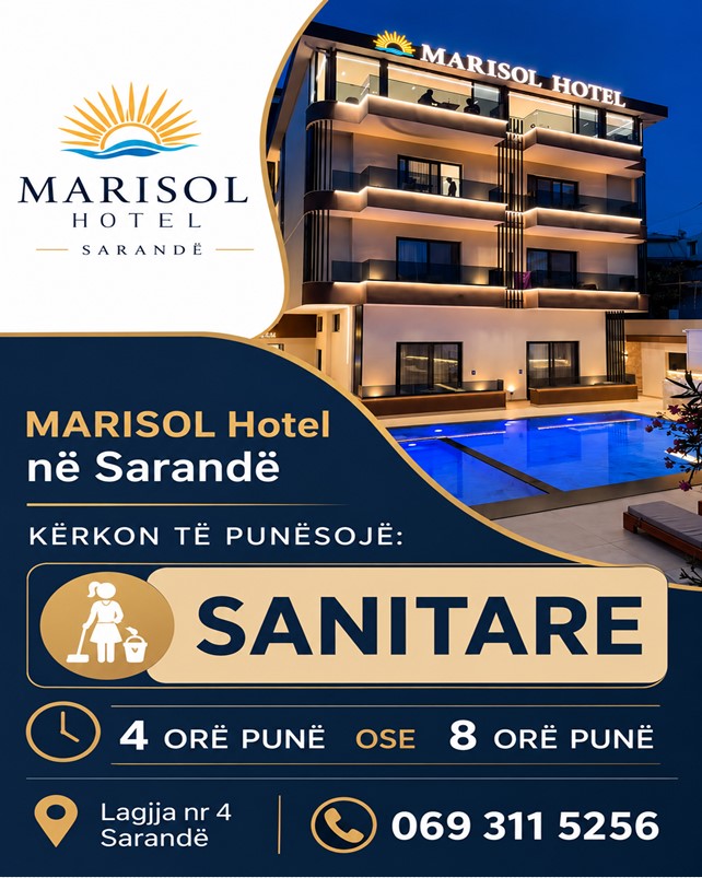 MARISOL Hotel në Sarandë kërkon të punësojë Sanitare