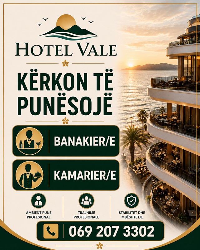 Hotel VALË në Sarandë kërkon Banakiere dhe Kamariere